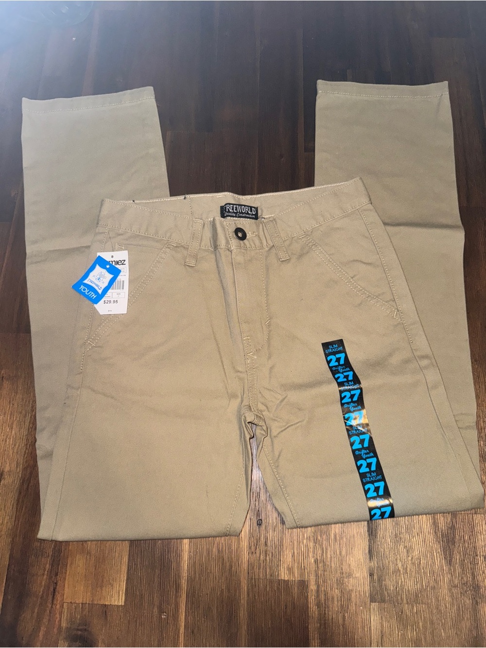 NWT Freeworld Slim Straight Leg Khaki - Chino Pants - Boys - School Uniform - 14